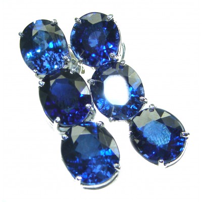 Enchanted Ocean's Drops oval cut 19.5 carat London Blue Topaz .925 Sterling Silver handmade Pendant