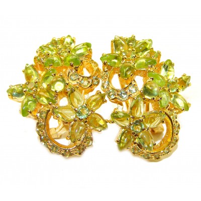 Marigolds authentic 21.5 carat Peridot 14K Gold over .925 Sterling Silver handcrafted Statement earrings
