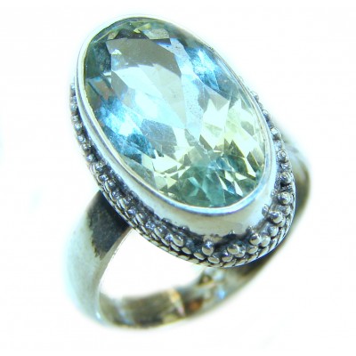 Green Ivy 6.2 CARAT Green Amethyst Prasolite .925 Sterling Silver handmade Ring s. 8