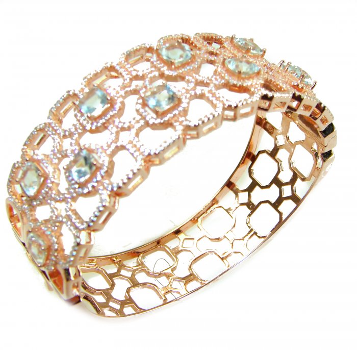 Miabella 18.5 CARAT Aquamarine 18K Gold over .925 Sterling Silver handmade bangle Bracelet - video