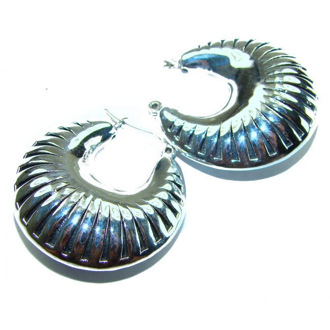 Highly Polished Fancy Modern design .925 Sterling Silver Italy made Earrings