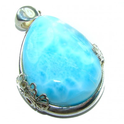 The best quality Natural Larimar from Dominican Republic .925 Sterling Silver handcrafted pendant