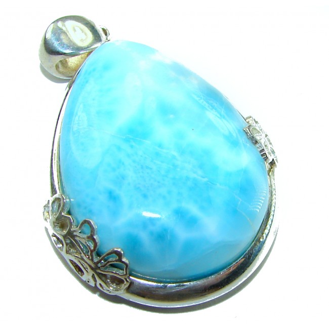 The best quality Natural Larimar from Dominican Republic .925 Sterling Silver handcrafted pendant