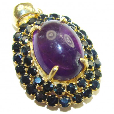 Beautiful Purple Treasure 22.5 carat Amethyst Sapphire 14K Gold over .925 Sterling Silver handcrafted Pendant