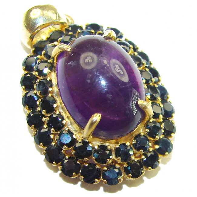 Beautiful Purple Treasure 22.5 carat Amethyst Sapphire 14K Gold over .925 Sterling Silver handcrafted Pendant