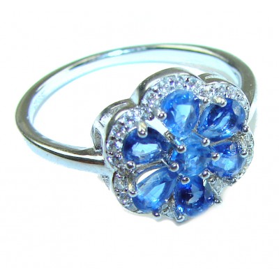 Vintage style - authentic 4.5 carat Sapphire .925 Sterling Silver handcrafted Ring size 7 1/2