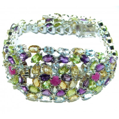 Dolce Vita - Precious Natural 72.5 carat Multigem .925 Sterling Silver handcrafted bracelet