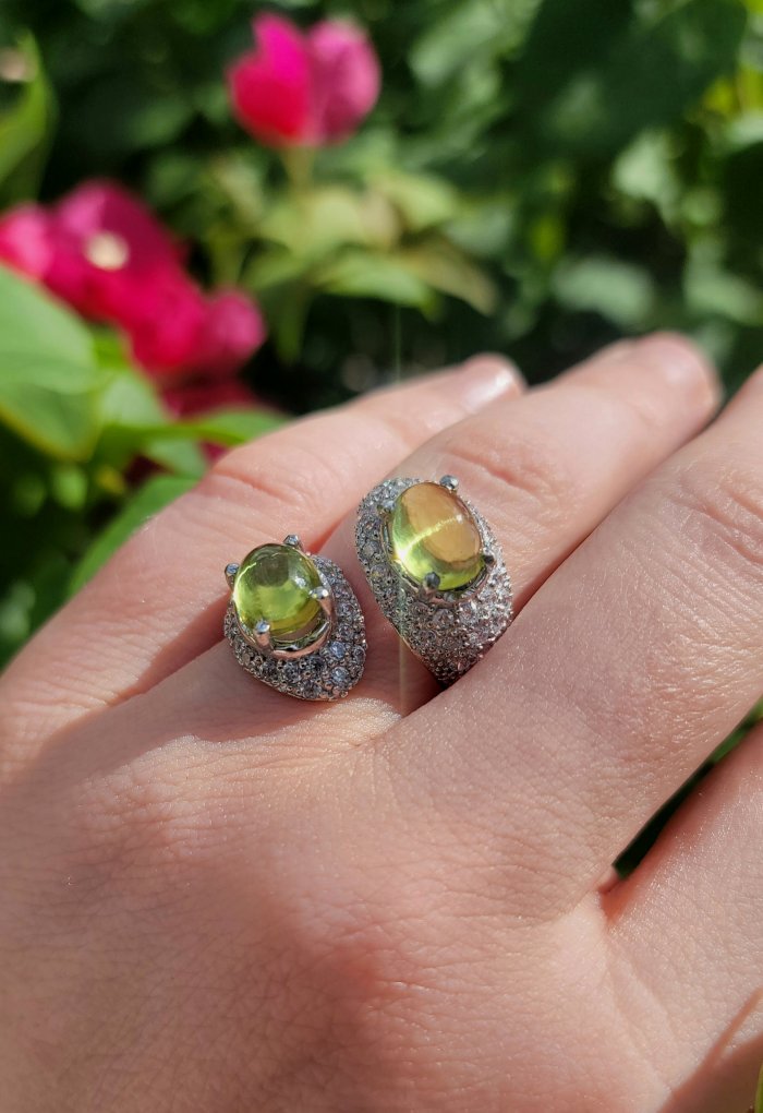 Spring authentic 8.9 carat Peridot .925 Sterling Silver Statement ring s. 6 - video