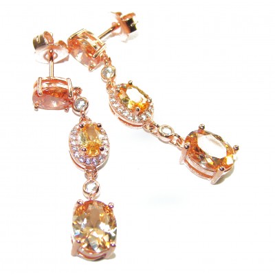 Luxurious Oval cut 7.5 carat Yellow Sapphire 18K Gold over .925 Sterling Silver handcrafted earrings