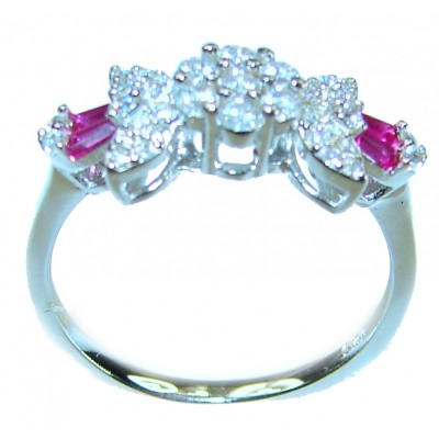 1.8 carat Authentic Ruby .925 Sterling Silver Handcrafted Ring size 6 3/4