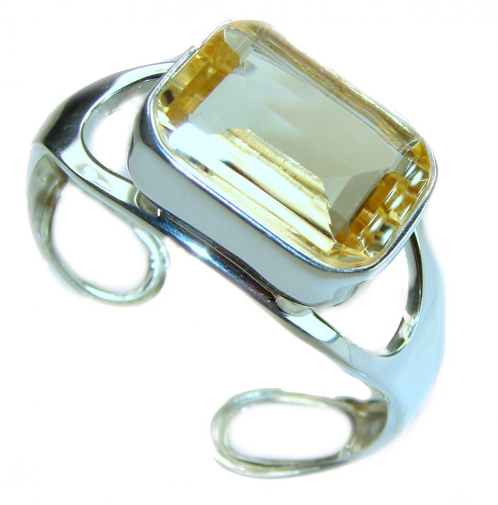 Simplicity 61.5 carat Genuine Lemon Quartz handcrafted .925 Sterling Silver Bracelet / Cuff - video