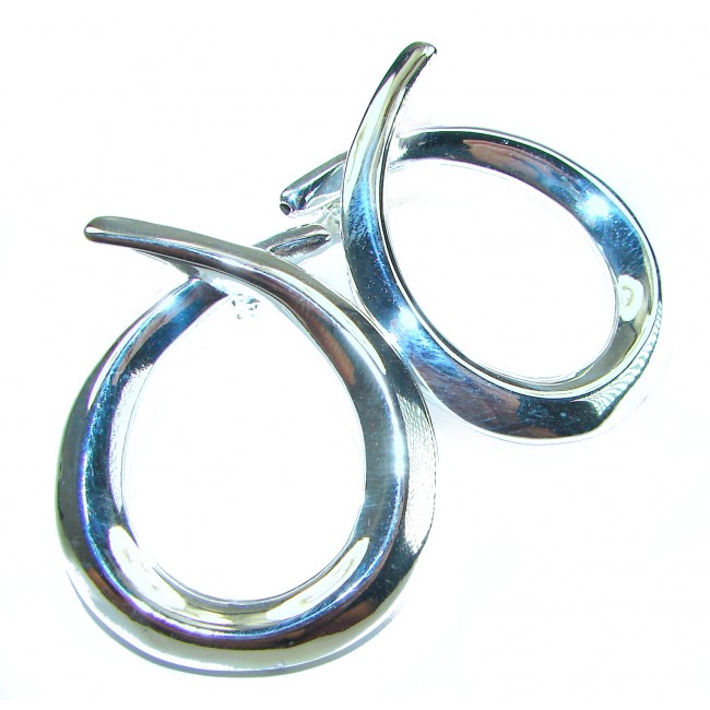 Large 1 5/8 inches long highly polished .925 Sterling Silver Italy made Earrings