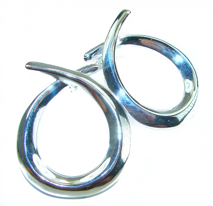 Large 1 5/8 inches long highly polished .925 Sterling Silver Italy made Earrings