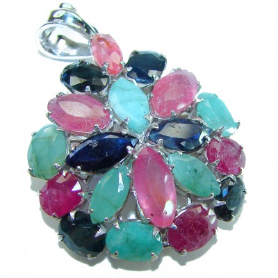 Nirvana 19.5 carat Ruby Emerald Sapphire .925 Sterling Silver pendant