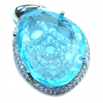 Eau Pure 11.5 carat Swiss Blue Topaz .925 Sterling Silver handmade Pendant