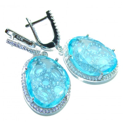 Eau Pure 18.5 carat Swiss Blue Topaz .925 Sterling Silver Handcrafted Earrings