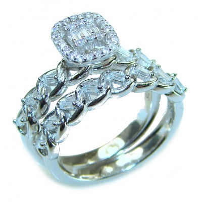 6.8 carat White Topaz .925 Sterling Silver brilliantly handcrafted stack ring s. 6 3/4