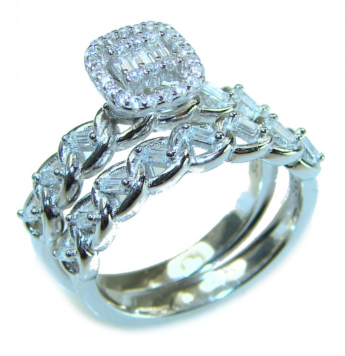 6.8 carat White Topaz .925 Sterling Silver brilliantly handcrafted stack ring s. 6 3/4