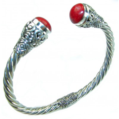 10.5 carat Fossilized Coral .925 Sterling Silver handcrafted Statement Bali made Bracelet