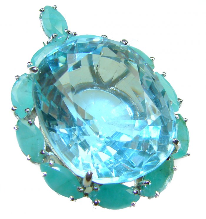 Eau Pure authentic 29.5 carat Aquamarine Emerald .925 Sterling Silver Handcrafted pendant - video