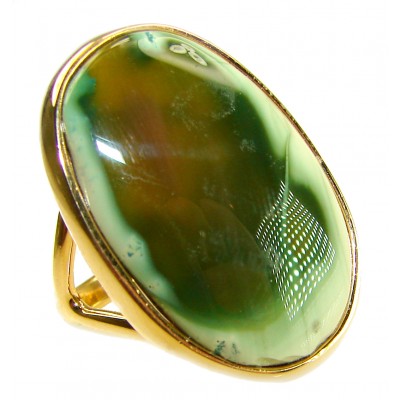 Genuine Top quality Imperial Jasper 14K Gold over .925 Sterling Silver handcrafted ring s. 8