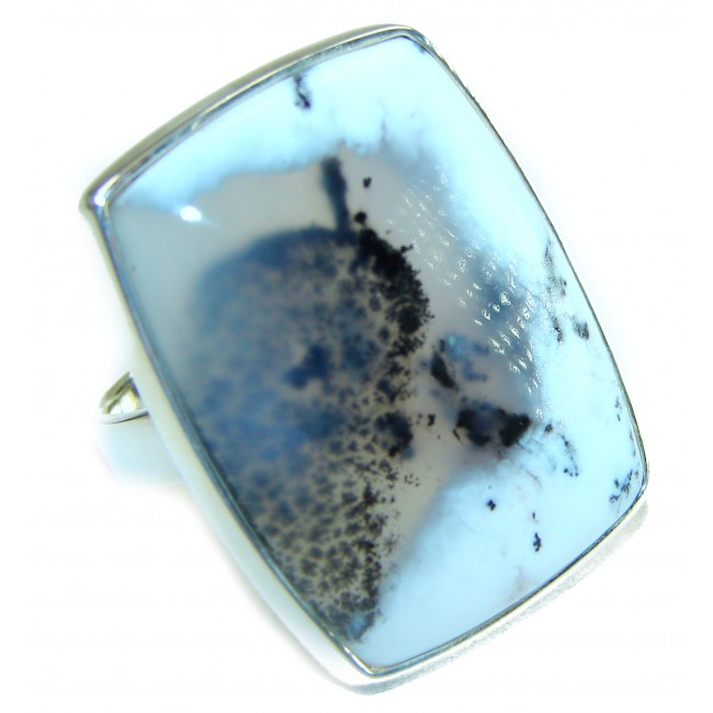 LARGE Top Quality Dendritic Agate .925 Sterling Silver handcrafted Ring s. 7 adjustable