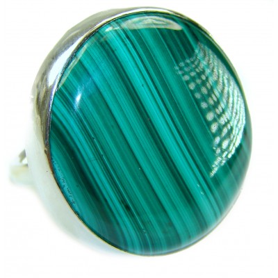 The best quality 39.2 CARAT genuine Malachite from Ural Mountains .925 Sterling Silver handcrafted ring size 7 adjustable