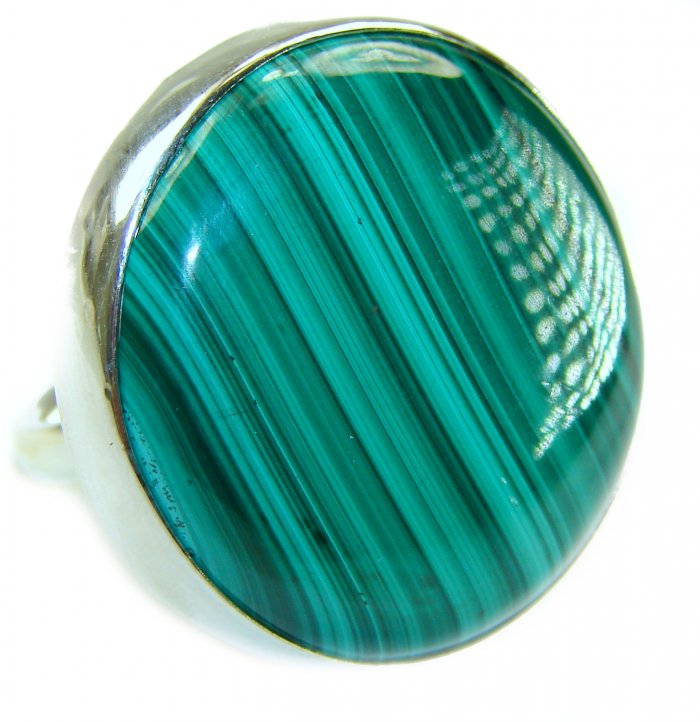 The best quality 39.2 CARAT genuine Malachite from Ural Mountains .925 Sterling Silver handcrafted ring size 7 adjustable - video
