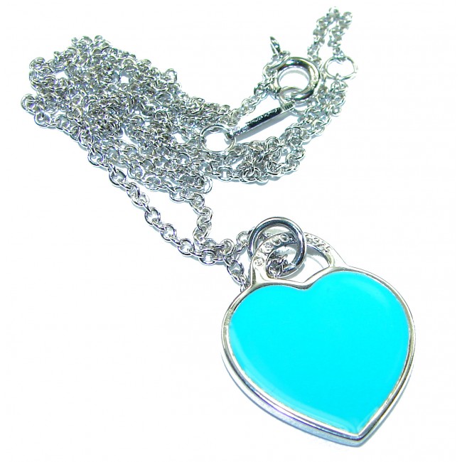 Angel's Heart inlay Turquoise .925 Sterling Silver handcrafted necklace
