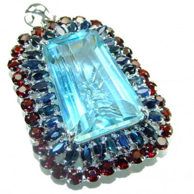 Oceansite authentic 33.5 carat Aquamarine .925 Sterling Silver Handcrafted pendant