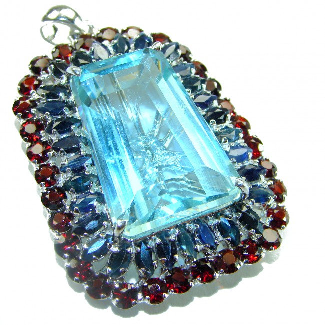 Oceansite authentic 33.5 carat Aquamarine .925 Sterling Silver Handcrafted pendant