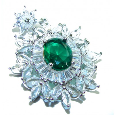 Luxurious 3.5 carat Emerald White Sapphire .925 Sterling Silver handcrafted pendant