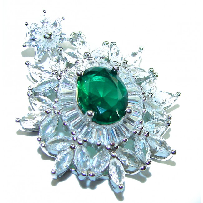 Luxurious 3.5 carat Emerald White Sapphire .925 Sterling Silver handcrafted pendant