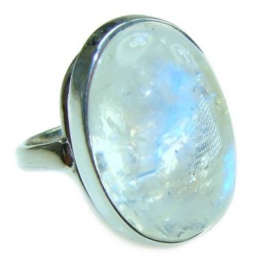 Top quality AAAAA quality Rainbow Moonstone .925 Sterling Silver handmade ring s. 7