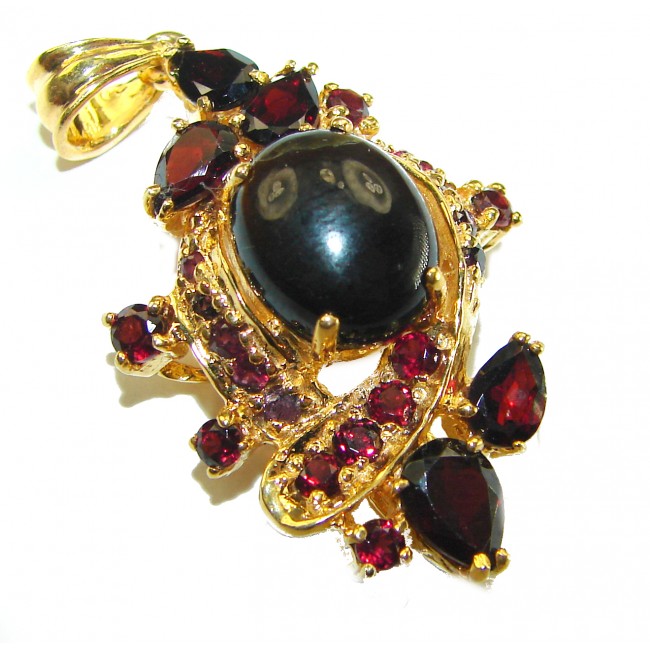 Celestial peace Authentic 19.5 carat Smoky Topaz 14K Gold over .925 Sterling Silver handmade Statement Pendant