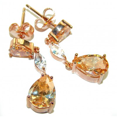 Luxurious Oval cut 7.5 carat Yellow Sapphire 18K Gold over .925 Sterling Silver handcrafted earrings