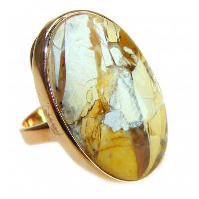 Flawless Australian Bracciated Mookaite 14K Gold over .925 Sterling Silver Ring size 8 adjustable