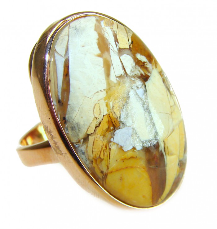 Flawless Australian Bracciated Mookaite 14K Gold over .925 Sterling Silver Ring size 8 adjustable