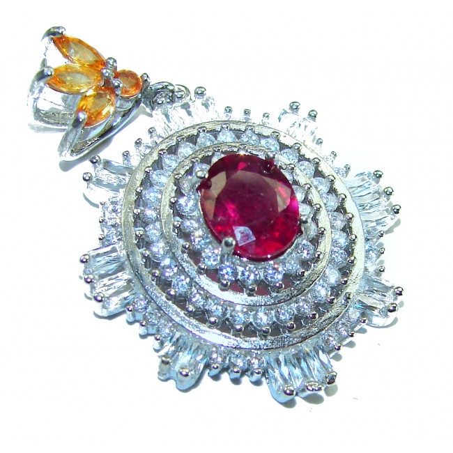Melody - Vintage Design 7.4 CARAT Garnet .925 Sterling Silver handcrafted Pendant