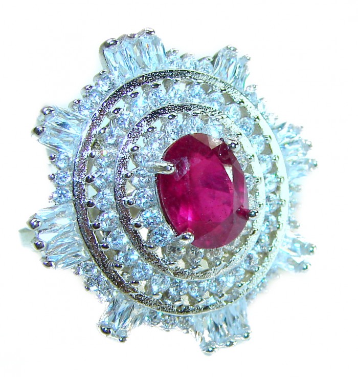 Melody - Vintage Design 7.4 CARAT Garnet .925 Sterling Silver handcrafted ring; s. 7 1/2