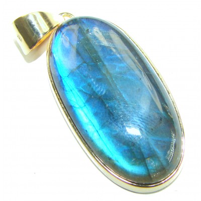 Magical Aurora SILKY Fire Labradorite 14K Gold over .925 Sterling Silver handcrafted Pendant