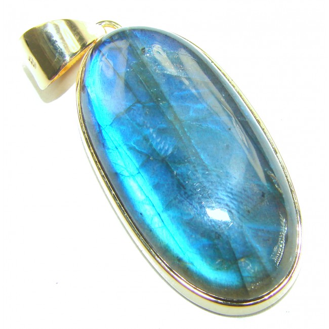Magical Aurora SILKY Fire Labradorite 14K Gold over .925 Sterling Silver handcrafted Pendant