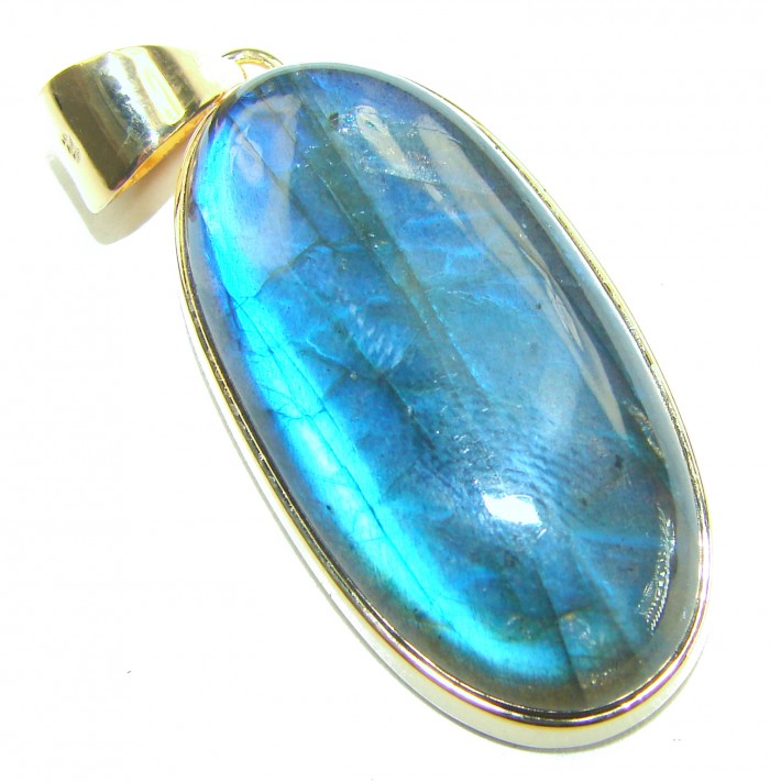 Magical Aurora SILKY Fire Labradorite 14K Gold over .925 Sterling Silver handcrafted Pendant