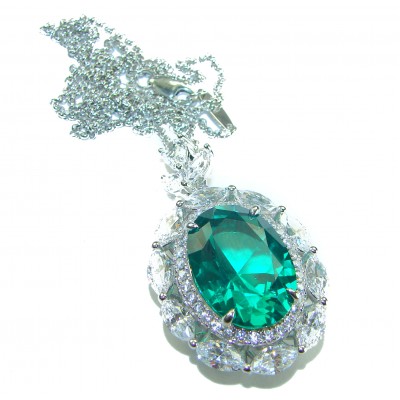 Vintage design - genuine oval cut 22.7 carat Chrome Diopside .925 Sterling Silver handcrafted Necklace