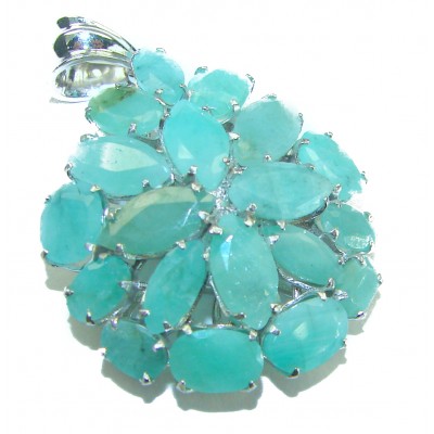 Spectacular 29.8 carat authentic Colombian Emerald .925 Sterling Silver handcrafted Pendant