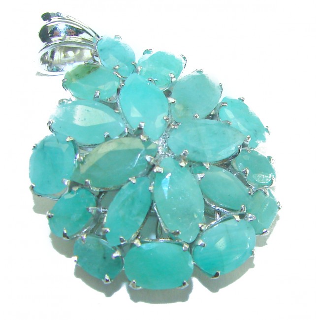 Spectacular 29.8 carat authentic Colombian Emerald .925 Sterling Silver handcrafted Pendant