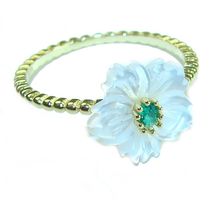 Luxurious Blister Pearl 14K Gold over .925 Sterling Silver brilliantly handcrafted ring s. 8