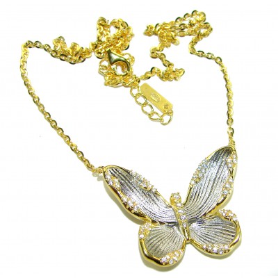 Golden Butterfly authentic 14k Gold over .925 Sterling Silver handcrafted necklace