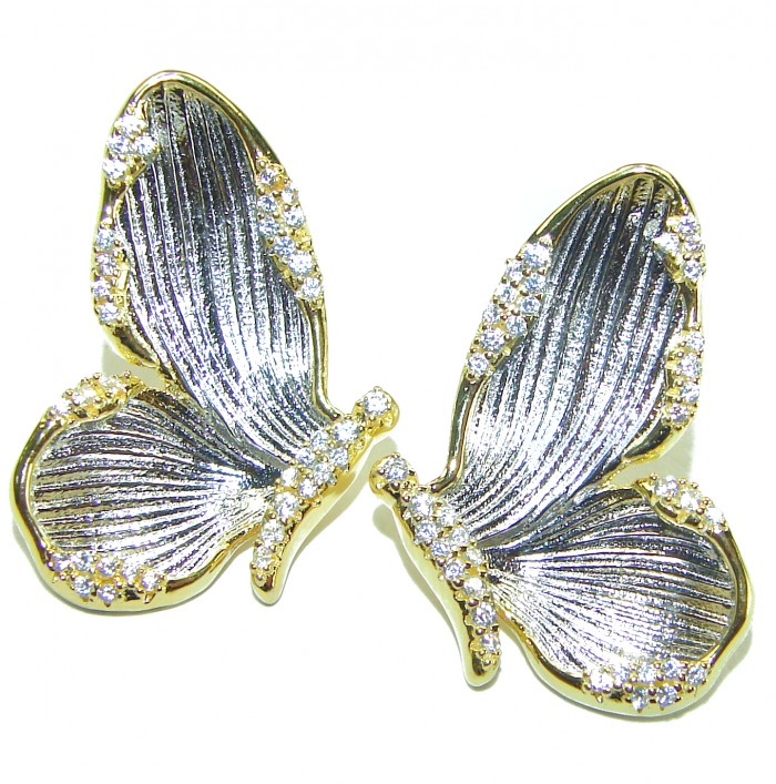 Golden Butterfly authentic 14k Gold over .925 Sterling Silver handcrafted earrings