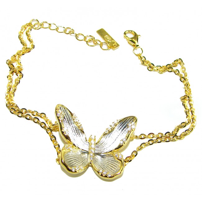 Golden Butterfly authentic 14k Gold over .925 Sterling Silver handcrafted Bracelet